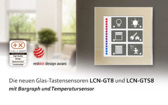 Der neue Glas-Tastensensor LCN-GT8 mit Bargraph und Temperatursensor