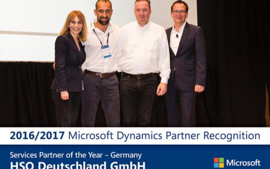 HSO gewinnt auf der Microsoft Inspire Konferenz den Award “Microsoft Dynamics Services Partner of the Year - Germany“