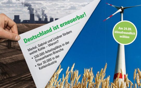 WestfalenWIND  zum Bundestagswahlkampf - Unternehmen startet in PB eigene Plakataktion "Deutschland ist erneuerbar"