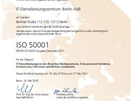 Energiemanagement: IT-Dienstleistungszentrum Berlin erfolgreich nach ISO 50001 zertifiziert
