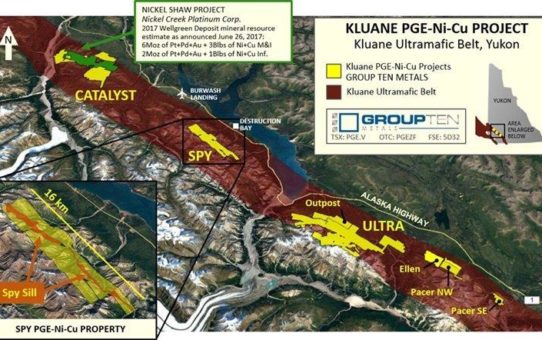 Group Ten sichert sich die größte Konzession im Kluane PGE-Ni-Cu-Gürtel im Yukon