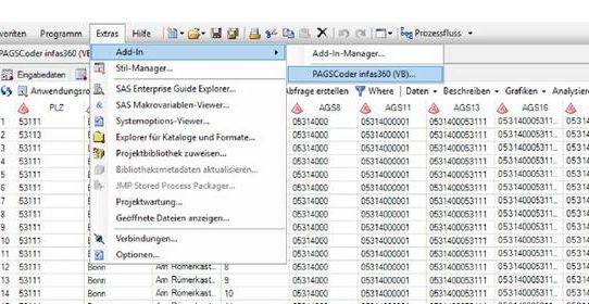 Kostenfrei von infas 360 für SAS®: PAGS Coder-Plugin inkl. Adressoptimierung und Geocodierung!