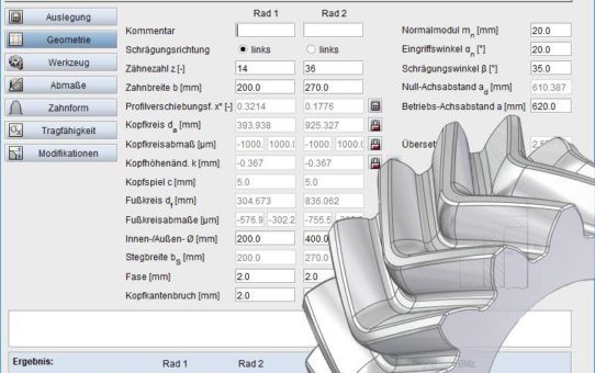 GearEngineer unterstützt Pfeilverzahnungen