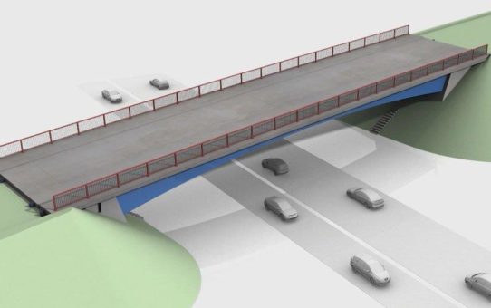 Intelligente Segmentbrücke Bögl der zweiten Generation überspannt die Ortsumgehung Mühlhausen im Zuge der B299