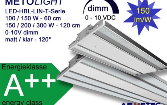 Dimmbare LED Linear Hallenleuchten mit 150 lm/W