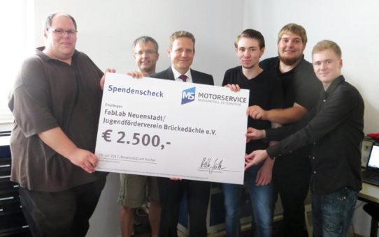Motorservice spendet 2.500 Euro an FabLab Neuenstadt