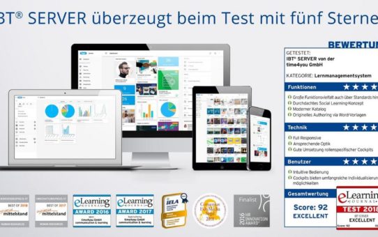 Excellente Bewertung für das LMS (Lernmanagementsystem) von time4you