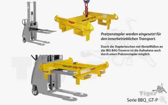 Neue BIG-BAG-Quertraverse für Pratzenstapler und Kranbetrieb