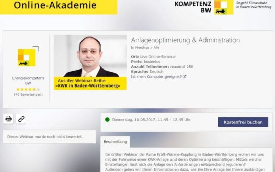 Kostenloses KWK-Webinar über Betrieb, Optimierung und Administration von KWK-Anlagen