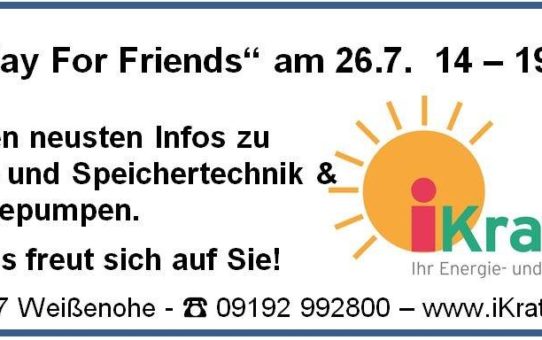 Friday For Friends – 26.7. ab 14 Uhr bei iKratos