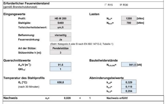 R30-Bemessung - Kostenlose Tools und Software zum Brandschutz durch Feuerverzinken