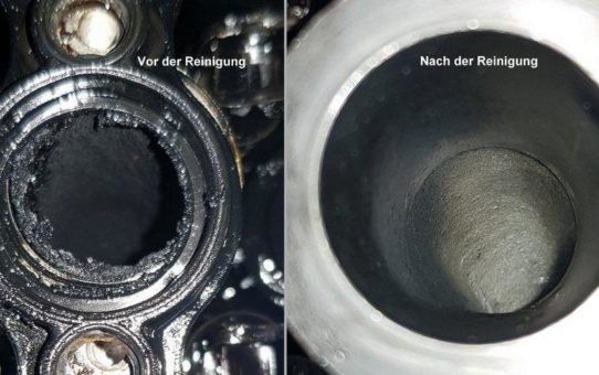 Stark verkrustet - IROsoft Cleantech reinigt Zylinderkopf und Ventile in eingebautem Zustand bei einem BMW X3