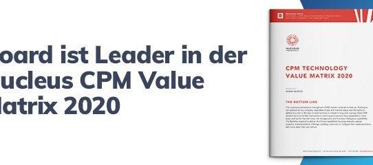 Board wird in der CPM Value Matrix 2020 von Nucleus Research als Leader ausgezeichnet