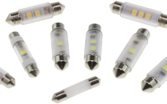 Soffitten-Lampen auf LED-Basis in den Abmessungen Ø 6 x 31 und 6 x 39 mm