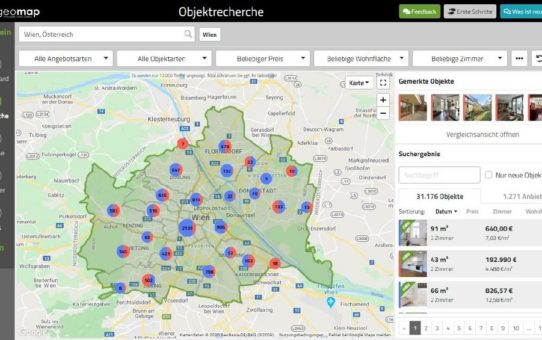 Immobilienmarkt Österreich: Angebotsdaten für Wohnimmobilien in geomap verfügbar