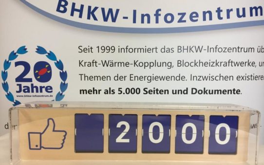BHKW-Infozentrum freut sich über mehr als 2.000 Facebook-Likes