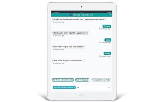 Der interaktive, intelligente Chat-Fragebogen von QuestionPro: Mehr Umfrageteilnehmer, mehr Feedback, mehr Spaß an der Befragung