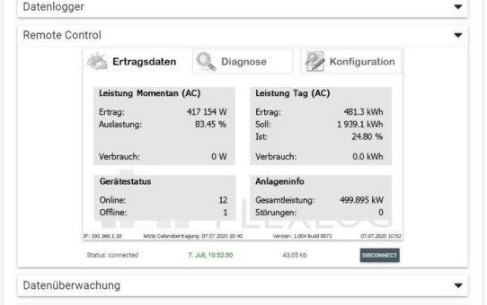 Direkter Zugriff auf den Datenlogger: PLEXLOG erweitert sein Monitoringportal für Solaranlagen