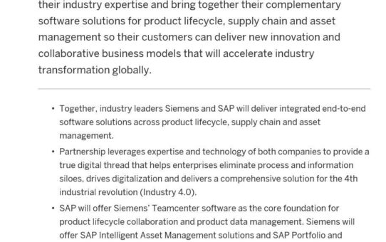 SAP Kooperation mit Siemens – SAP PLM Strategie