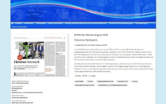 Ein cleveres Netzwerk wird zum BHKW des Monats August gekürt