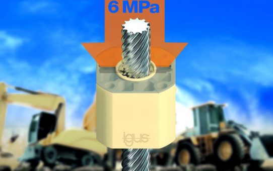 Hohe Lasten schmiermittelfrei verstellen mit neuer igus Polymer-Gewindemutter