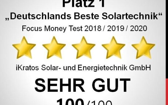 Auszeichnung Deutschlands Beste für iKratos Solar- und Energietechnik