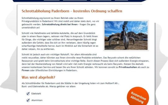 Schrottabholung Paderborn – Schrotthändler bieten für den Schrott gutes Geld