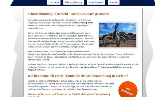 Die Schrottabholung Krefeld arbeitet für die Kunden kostenlos