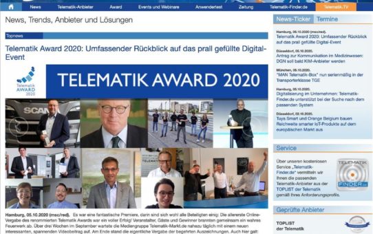 Die allererste Online-Vergabe des renommierten Telematik Awards war ein voller Erfolg!