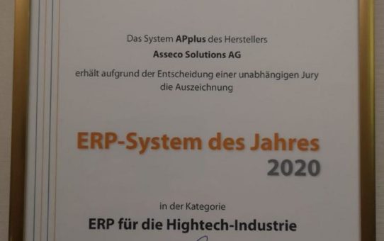 Expertenjury kürt APplus zum "ERP-System des Jahres" für die Hightech-Branche