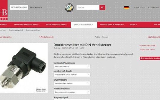 Produkt-Konfigurator im B+B Online-Shop