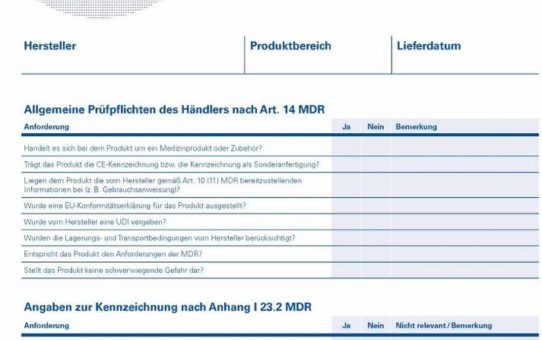 Checkliste Wareneingang - Einhaltung der MDR-Pflichten leicht gemacht