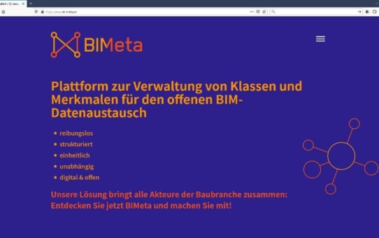 BIMeta - die erste digitale Plattform für alle BIM-Klassen und -Eigenschaften im Bauwesen
