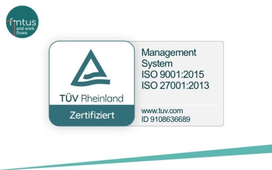 fintus erhält ISO-Zertifizierung des TÜV Rheinland