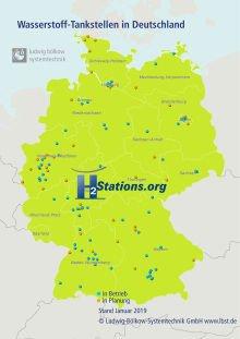 Deutschland hatte auch 2018 wieder den höchsten Zubau an Wasserstofftankstellen weltweit
