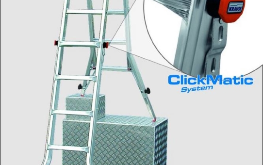 Sicher und komfortabel arbeiten - sogar auf Treppen und Absätzen - mit dem ClickMatic-System von KRAUSE