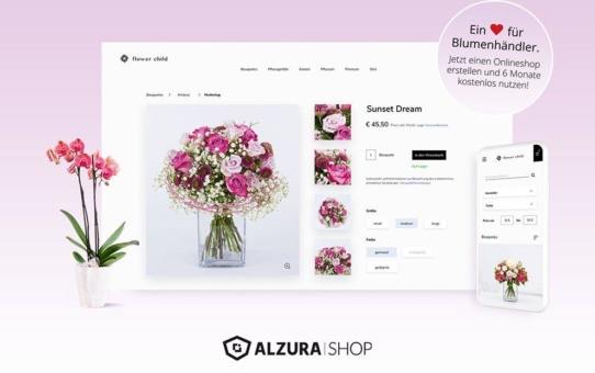 Blumenläden können ALZURA Shop 6 Monate kostenlos nutzen