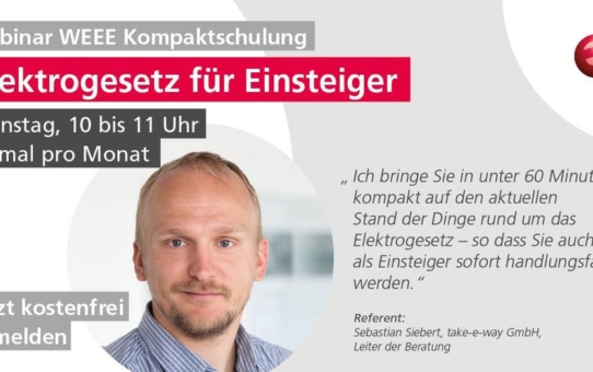 WEEE Kompaktschulung: Elektronikgerätegesetz für Einsteiger / Mit Update zur Abfallrahmenrichtlinie (Webinar | Online)