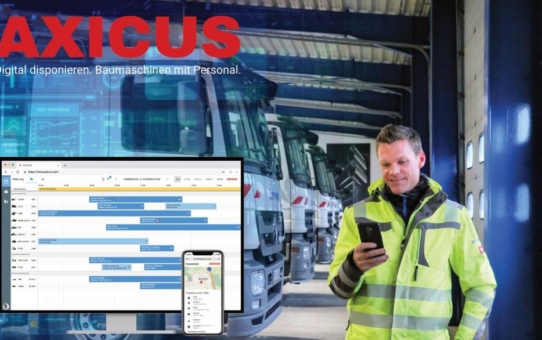AXICUS digitalisiert die Einsatzplanung von Baumaschinen mit Bedienpersonal und entwickelt Online-Plattform für die Baubranche