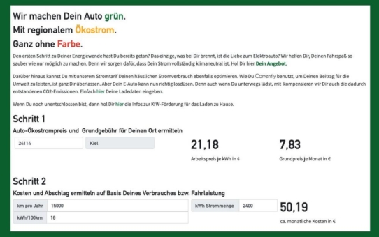 Neuer STROMDAO-Online-Rechner für Öko-Autostrom