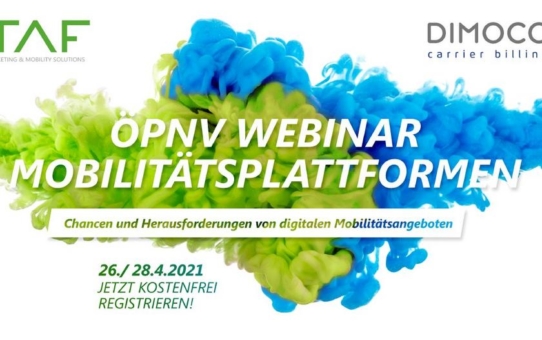 ÖPNV Webinar "Mobilitätsplattformen" von TAF, DIMOCO, LVB, nextbike & msu solutions am 26.4. & 28.4.2021