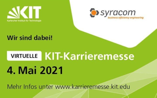 Besucht syracom auf der virtuellen KIT-Karrieremesse: einfach digital vorbeischauen. (Messe | Online)