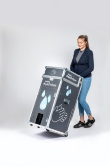 "happy disinfection" von M.A. Systems: Neue mobile Hygienestation für flexibles Händereinigen