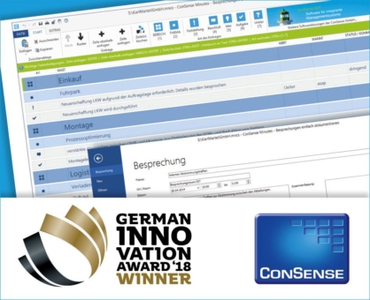 ConSense Minutes gewinnt German Innovation Award 2018: