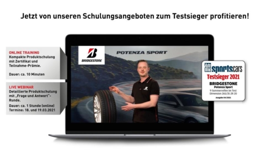 Im Fokus steht der Testsieger der Auto Bild sportscars: Bridgestone Potenza Sport