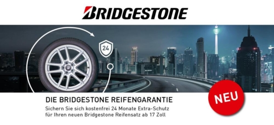 24 Monate Extra-Schutz für Bridgestone Premiumreifen ab 17 Zoll