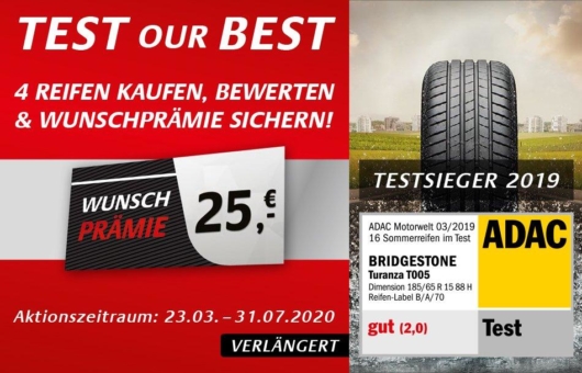 Bridgestone Endverbraucheraktion "TEST OUR BEST" 2020