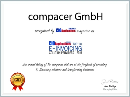 compacer erhält e-Invoicing Award 2019