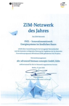 abc-Netzwerk INEL wird vom Bundeswirtschaftsministerium zum ZIM-Netzwerk des Jahres ausgezeichnet und verlost 3 x 1.500€ für Vorort-Beratungen