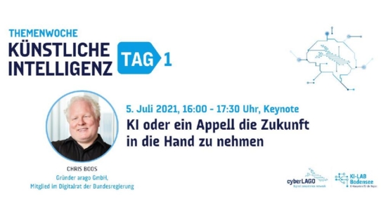 Chris Boos macht Auftakt der cyberLAGO Themenwoche Künstliche Intelligenz